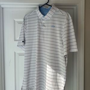 Classic White and Blue Striped Polo Shirt